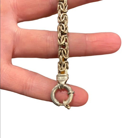 Sterling silver 925 Byzantine chainmail womens thick bracelet - Picture 2 of 13